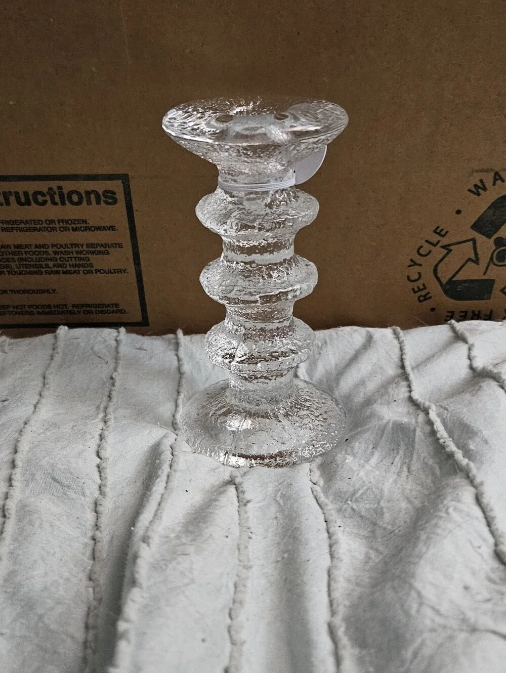 Clear Textured Glass Candlestick Holder - Home Accents Festivo Single Stick